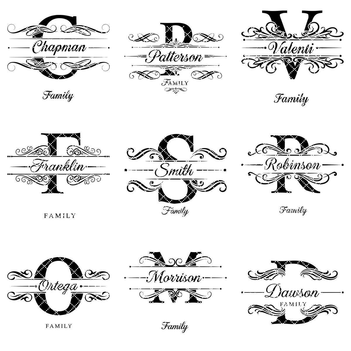 Monogram Charcuterie Board Designs, Family Name Engraving Files for Personalized Boards