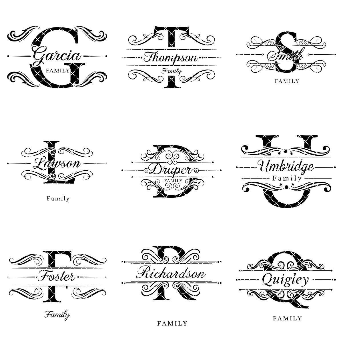 Monogram Charcuterie Board Designs, Family Name Engraving Files for Personalized Boards