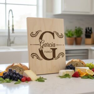 Monogram Charcuterie Board Designs, Family Name Engraving Files for Personalized Boards