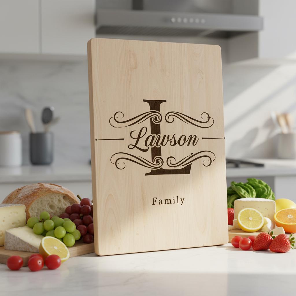 Monogram Charcuterie Board Designs, Family Name Engraving Files for Personalized Boards