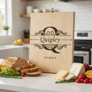 Monogram Charcuterie Board Designs, Family Name Engraving Files for Personalized Boards