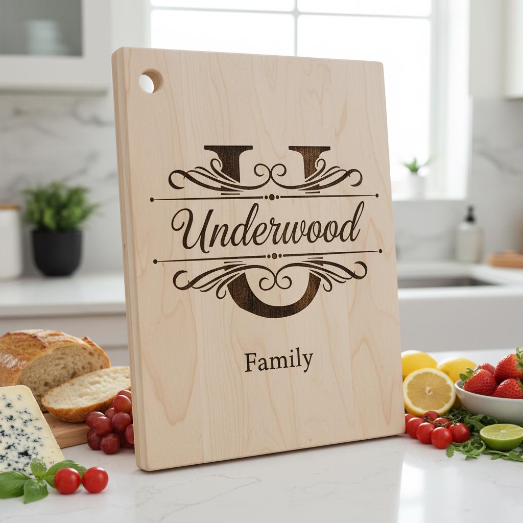 Monogram Charcuterie Board Designs, Family Name Engraving Files for Personalized Boards