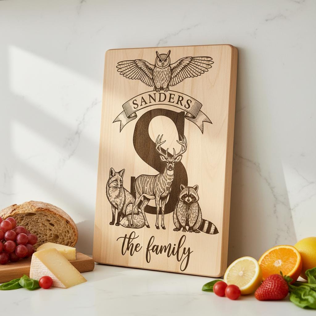 Monogramm Gravurbrett Bundle, 53 rustikale Designs für personalisierte Charcuterie Geschenke – Bild 8