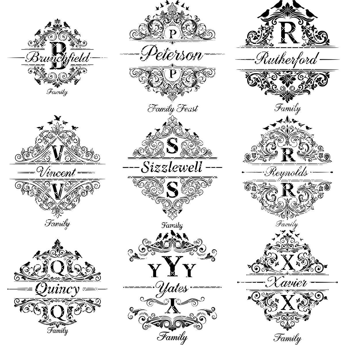 Motifs de gravure de monogrammes, 52 modèles de noms de famille vintage pour planches à charcuterie et cadeaux de mariage – Image 13