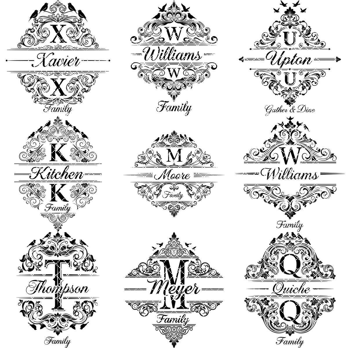 Motifs de gravure de monogrammes, 52 modèles de noms de famille vintage pour planches à charcuterie et cadeaux de mariage – Image 14