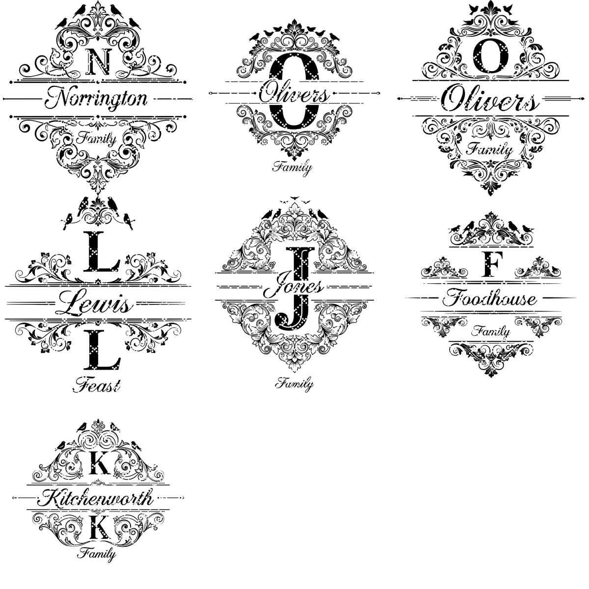 Motifs de gravure de monogrammes, 52 modèles de noms de famille vintage pour planches à charcuterie et cadeaux de mariage – Image 16