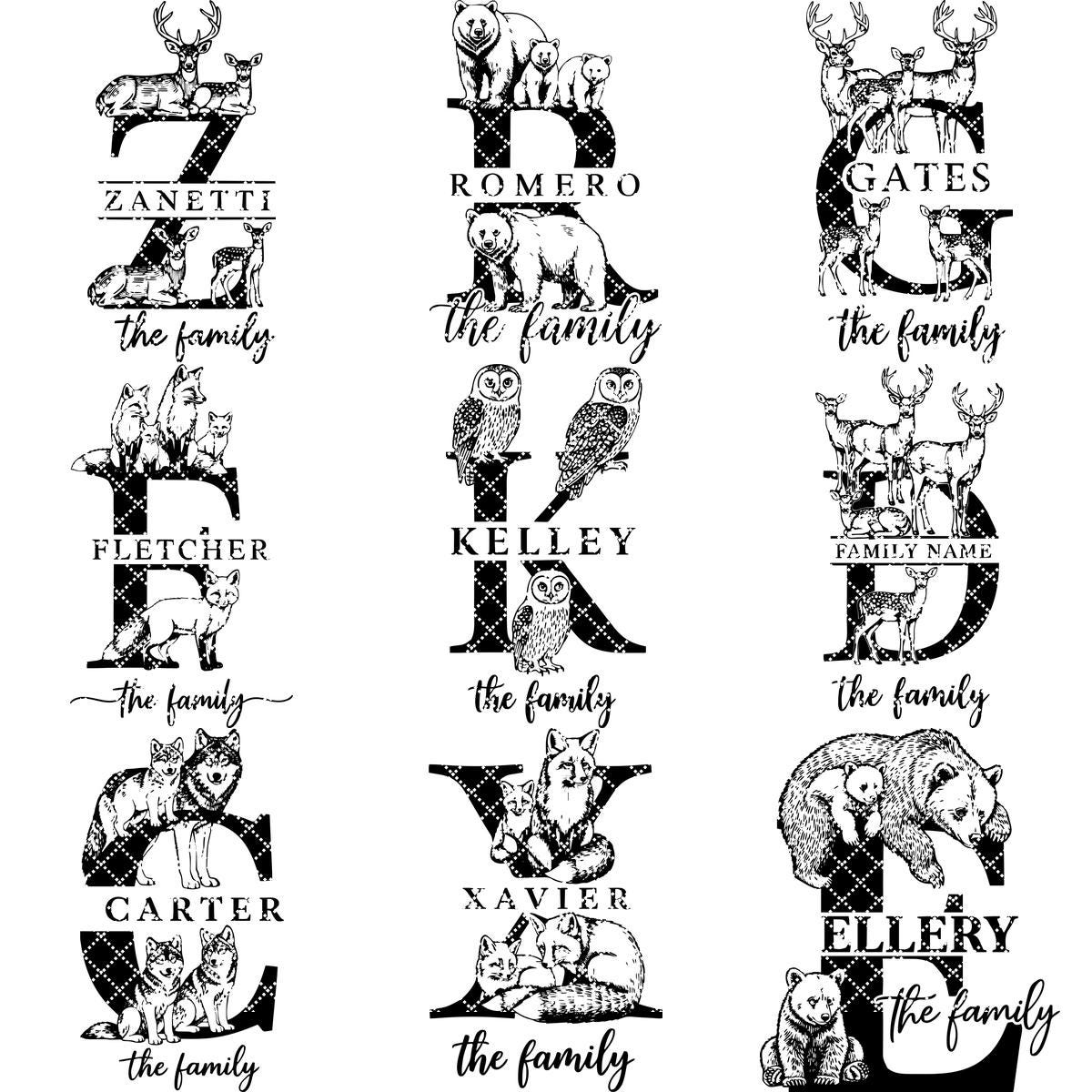 Monogramm-Gravurdateien, Rustikale Tierfamiliennamen-Designs für Wurstplatten – Bild 12