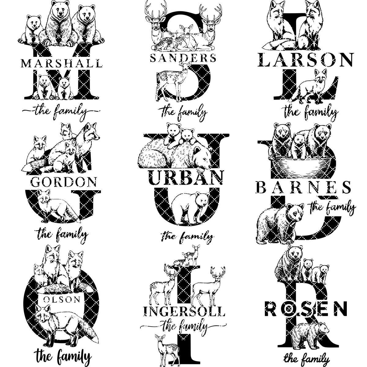 Monogramm-Gravurdateien, Rustikale Tierfamiliennamen-Designs für Wurstplatten – Bild 13
