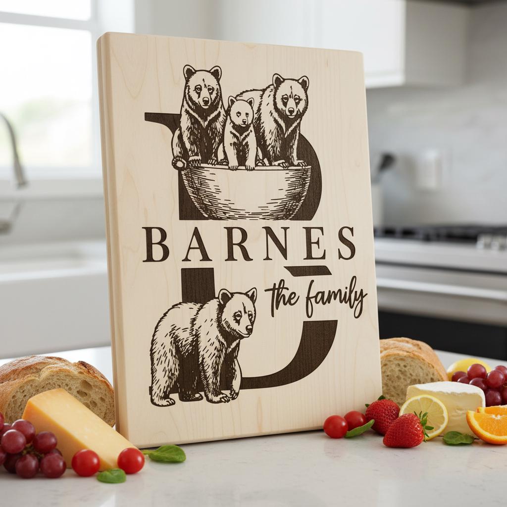 Monogramm-Gravurdateien, Rustikale Tierfamiliennamen-Designs für Wurstplatten – Bild 2