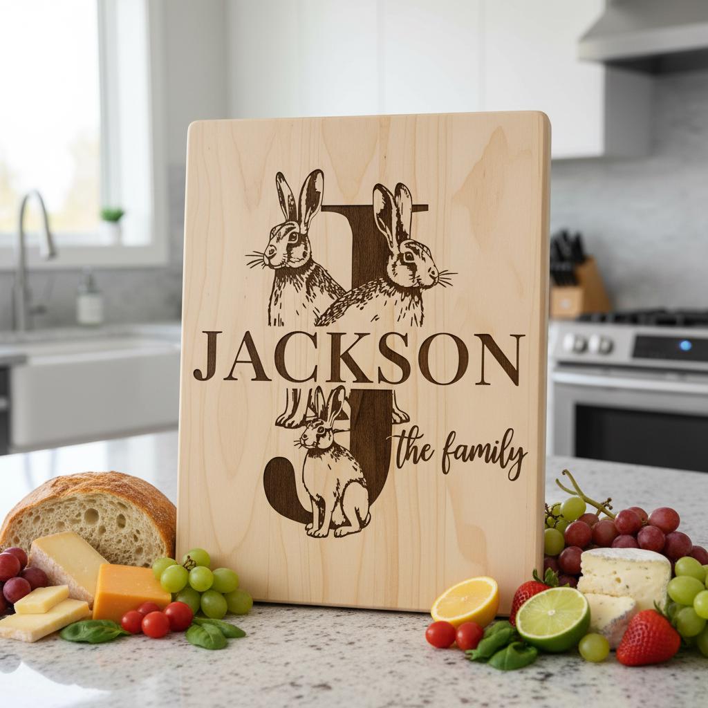 Monogramm-Gravurdateien, Rustikale Tierfamiliennamen-Designs für Wurstplatten – Bild 5