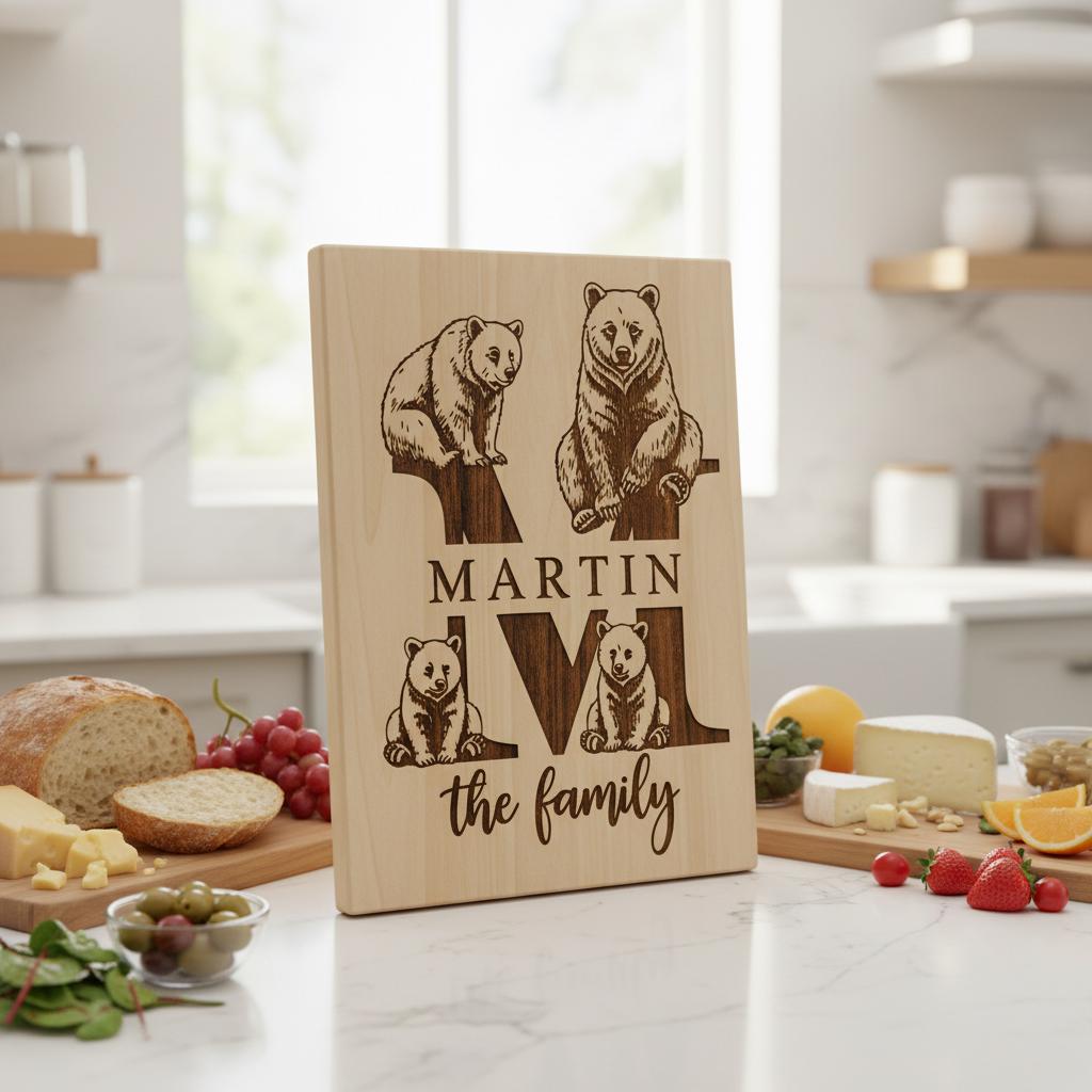 Monogramm-Gravurdateien, Rustikale Tierfamiliennamen-Designs für Wurstplatten – Bild 6