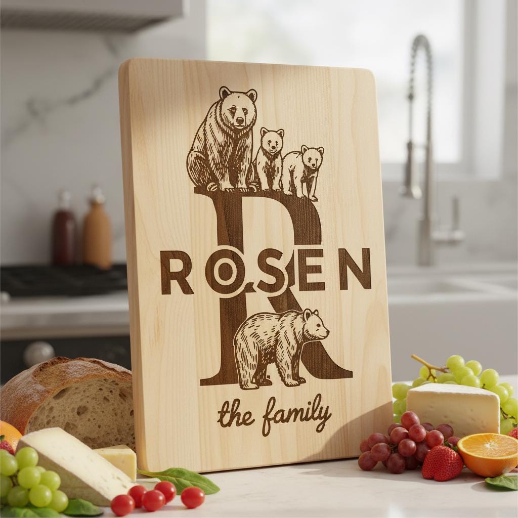 Monogramm-Gravurdateien, Rustikale Tierfamiliennamen-Designs für Wurstplatten – Bild 7