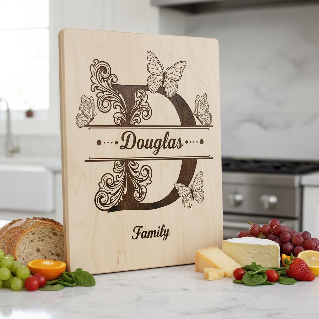 Modèles de planches à charcuterie personnalisées avec monogramme familial, fichiers de gravure, ensemble personnalisé – Image 3