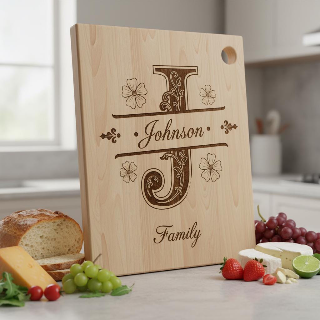 Modèles de planches à charcuterie personnalisées avec monogramme familial, fichiers de gravure, ensemble personnalisé – Image 5