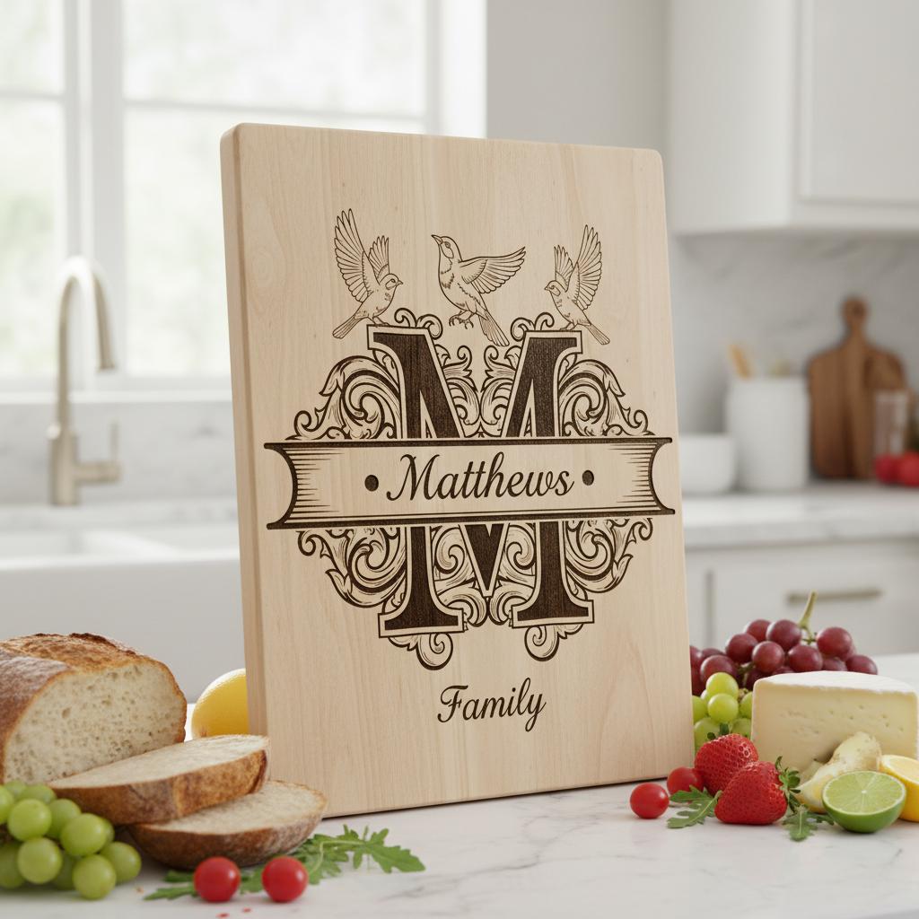 Modèles de planches à charcuterie personnalisées avec monogramme familial, fichiers de gravure, ensemble personnalisé – Image 6
