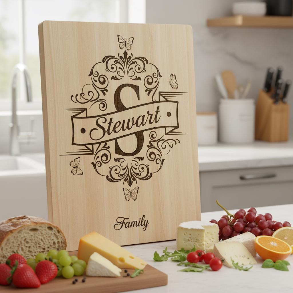 Modèles de planches à charcuterie personnalisées avec monogramme familial, fichiers de gravure, ensemble personnalisé – Image 8