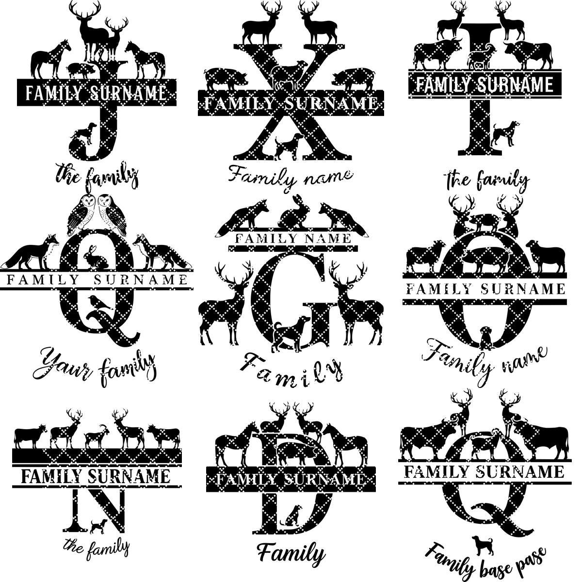 Monogramm Bauernhof Tier Bundle, 74 Lasergravur Designs, Charcuterie Board Dateien – Bild 10