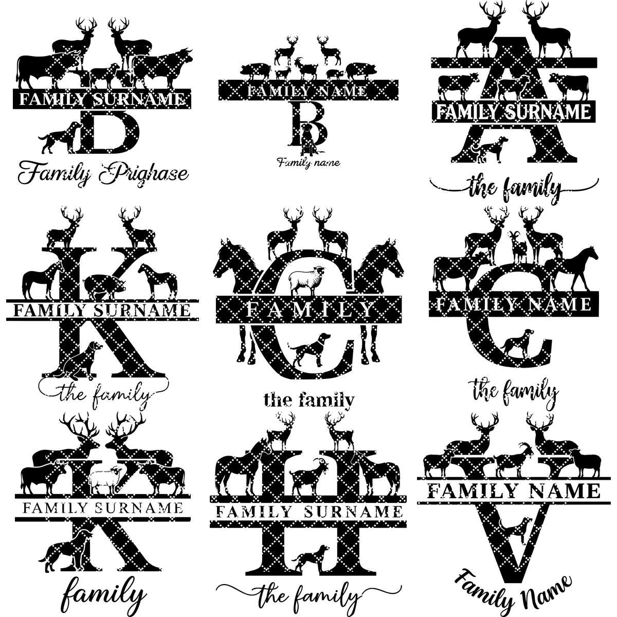 Monogramm Bauernhof Tier Bundle, 74 Lasergravur Designs, Charcuterie Board Dateien – Bild 16
