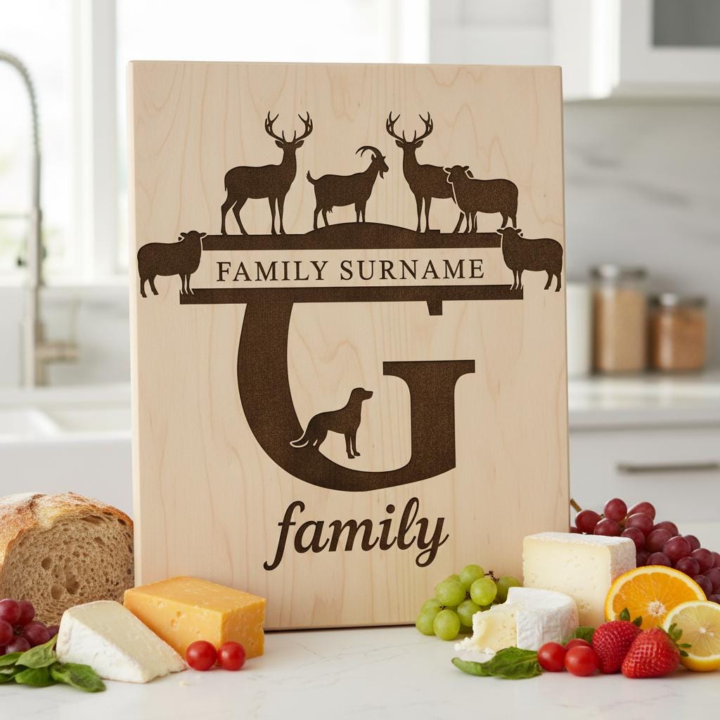 Monogramm Bauernhof Tier Bundle, 74 Lasergravur Designs, Charcuterie Board Dateien – Bild 4