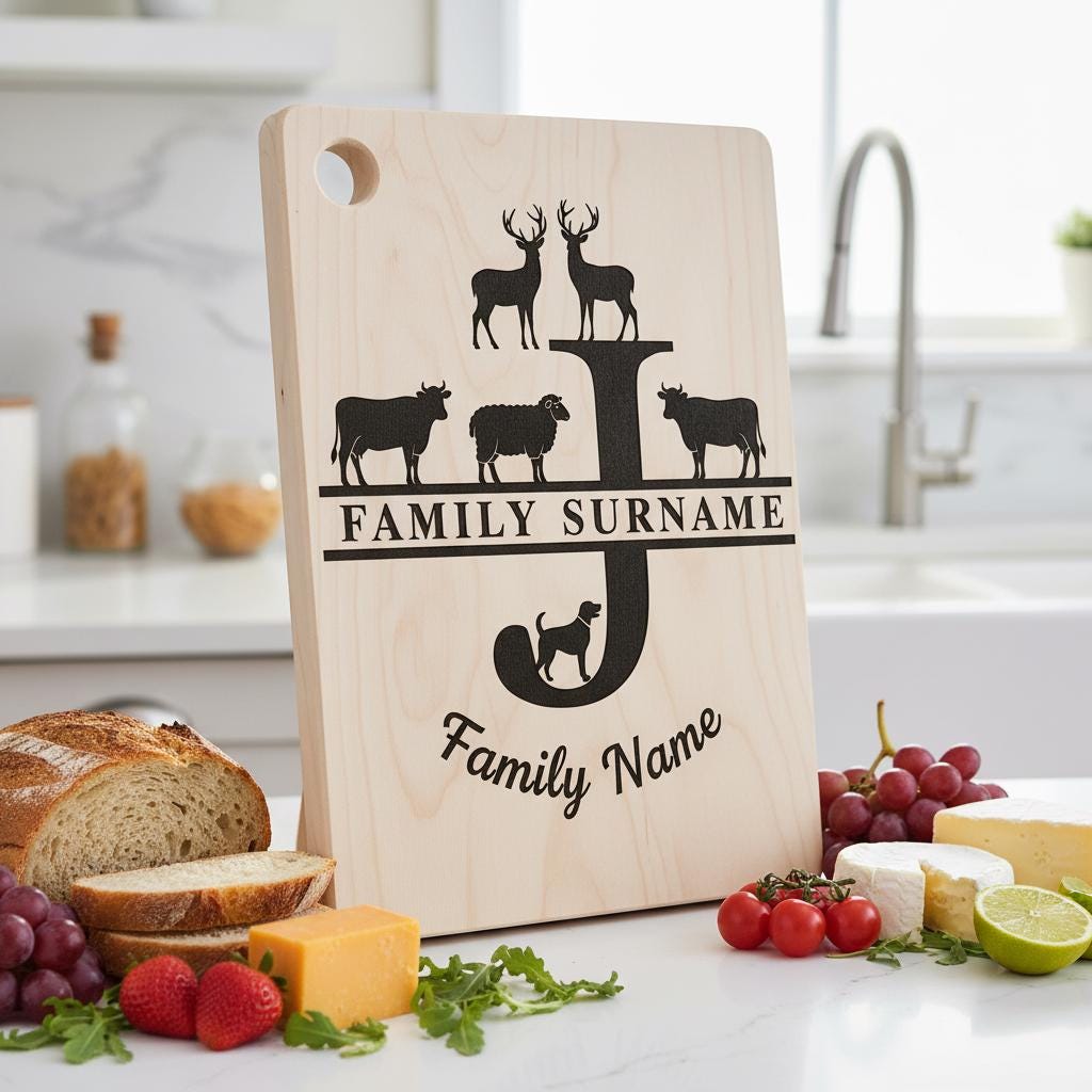 Monogramm Bauernhof Tier Bundle, 74 Lasergravur Designs, Charcuterie Board Dateien – Bild 5