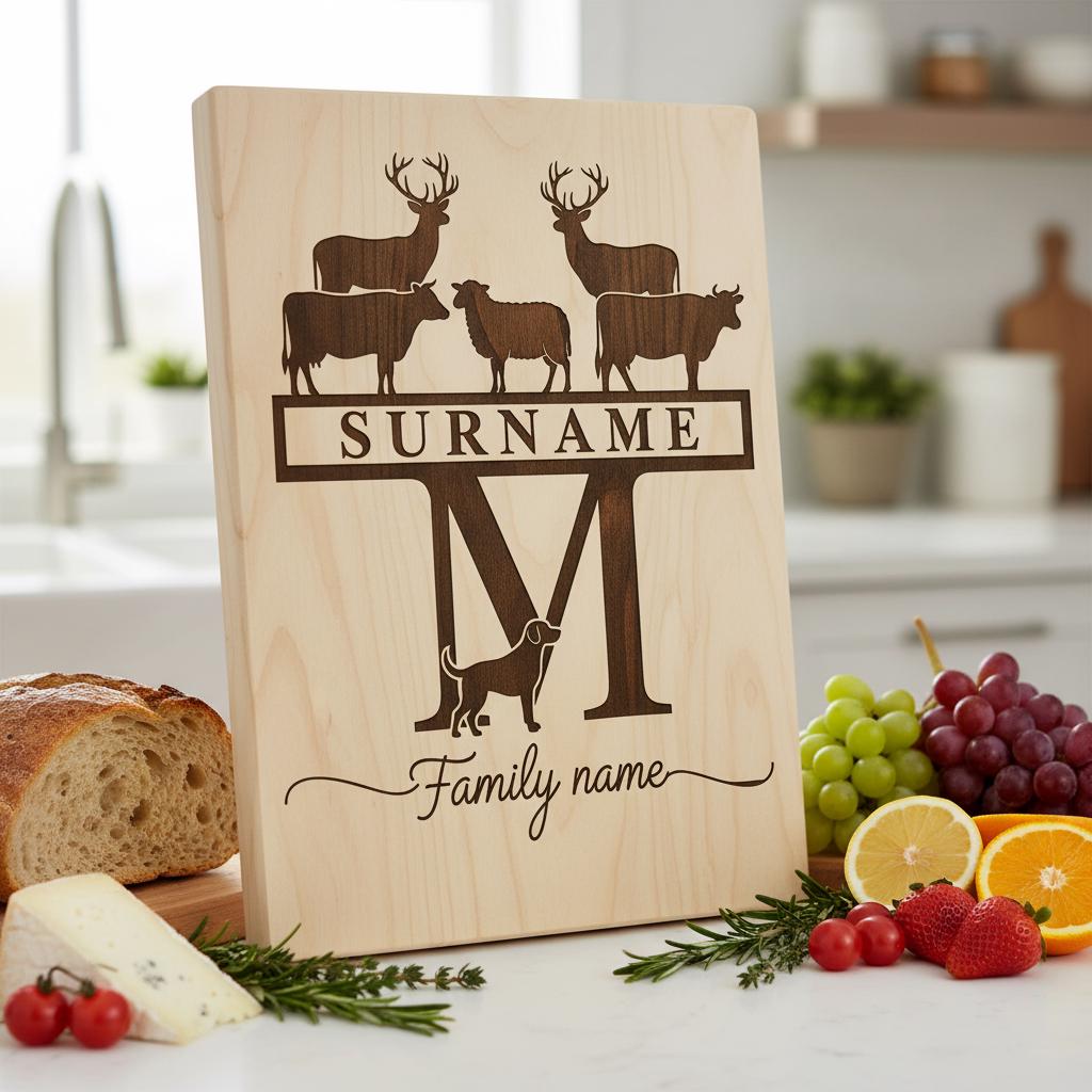 Monogramm Bauernhof Tier Bundle, 74 Lasergravur Designs, Charcuterie Board Dateien – Bild 6
