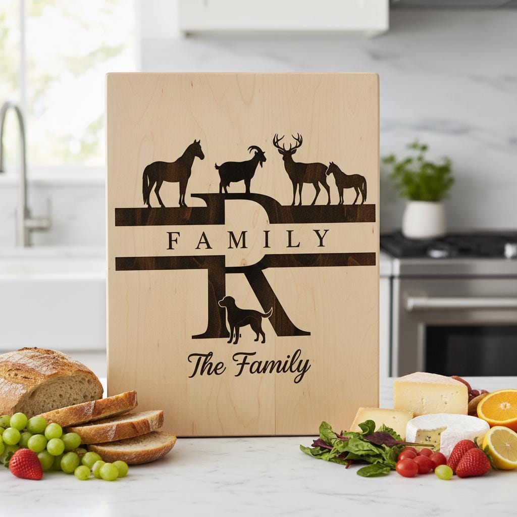 Monogramm Bauernhof Tier Bundle, 74 Lasergravur Designs, Charcuterie Board Dateien – Bild 7