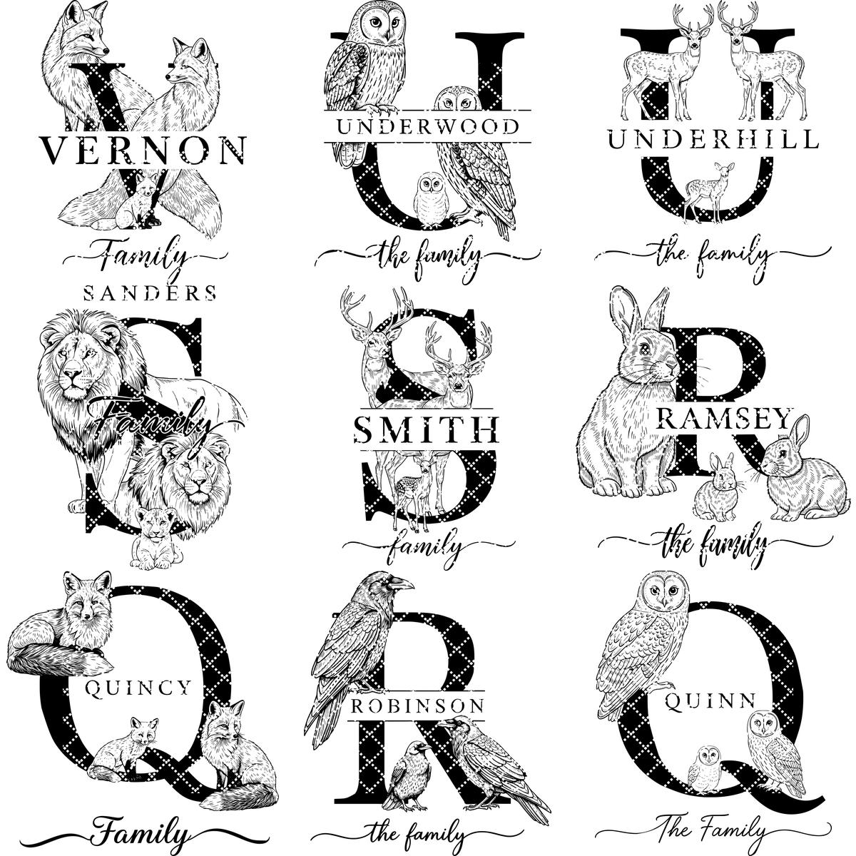 Monogramm Laser Gravur Tier Designs Bundle für Wurstplatten, Geschenke, Schilder – Bild 11
