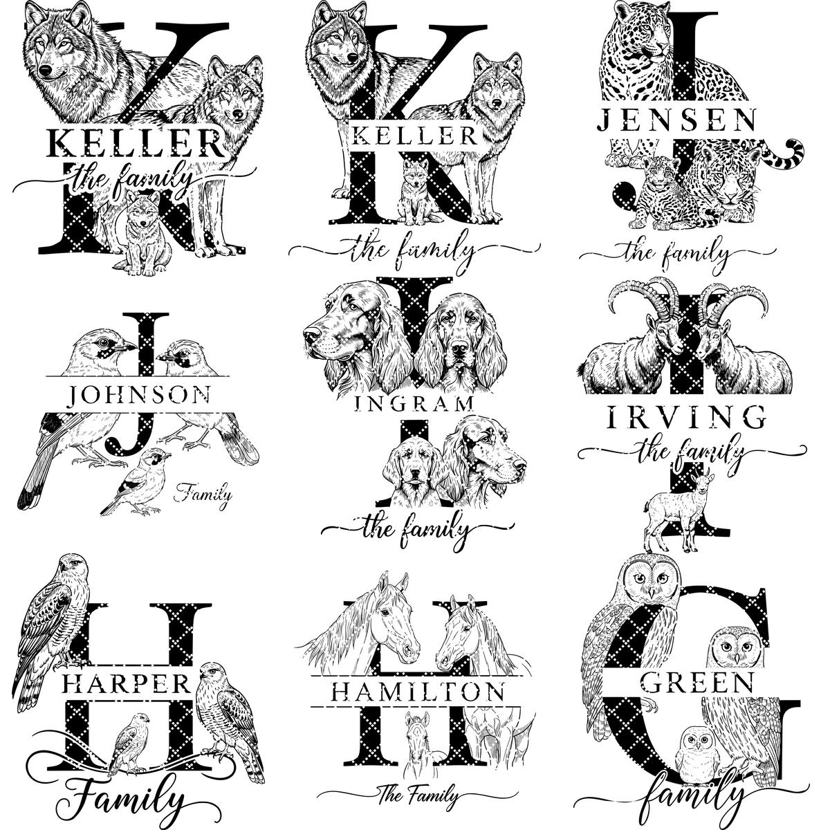 Monogramm Laser Gravur Tier Designs Bundle für Wurstplatten, Geschenke, Schilder – Bild 13