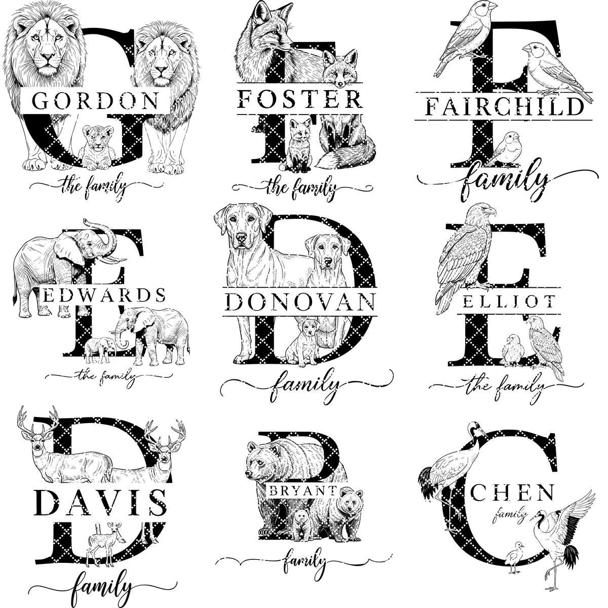 Monogramm Laser Gravur Tier Designs Bundle für Wurstplatten, Geschenke, Schilder – Bild 14