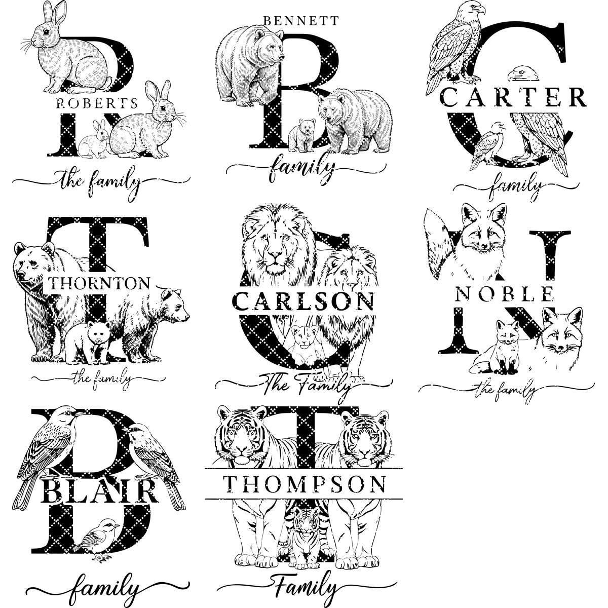 Monogramm Laser Gravur Tier Designs Bundle für Wurstplatten, Geschenke, Schilder – Bild 15