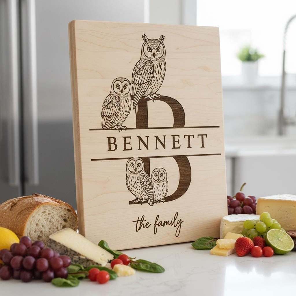 Monogramm Schwan Laser Gravur Designs, personalisierte Charcuterie-Board Rahmen, Familienname – Bild 2