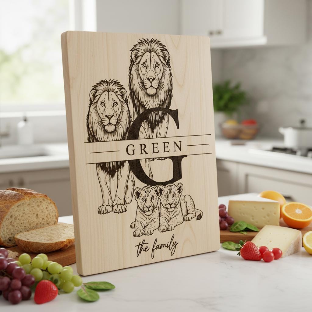 Monogramm Schwan Laser Gravur Designs, personalisierte Charcuterie-Board Rahmen, Familienname – Bild 4