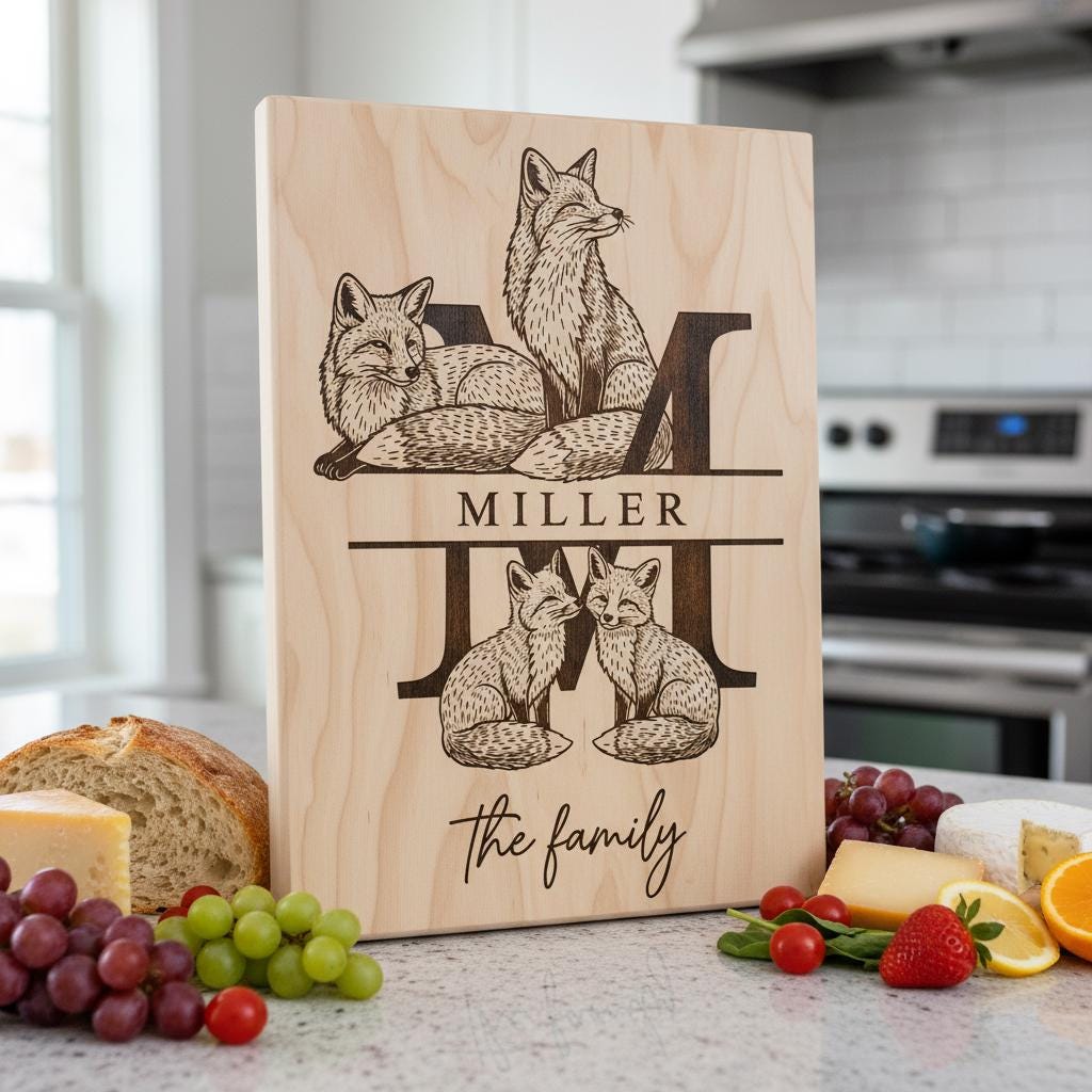 Monogramm Schwan Laser Gravur Designs, personalisierte Charcuterie-Board Rahmen, Familienname – Bild 6