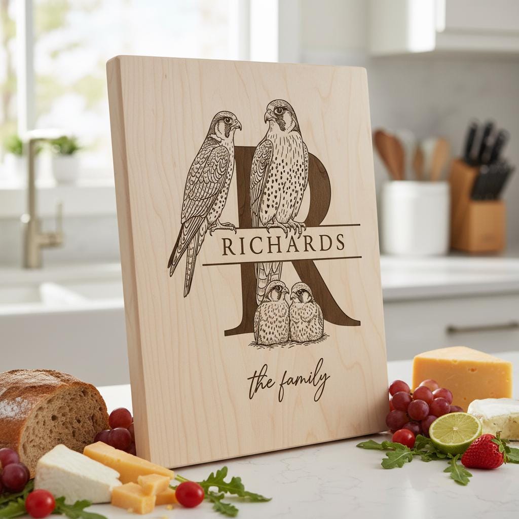Monogramm Schwan Laser Gravur Designs, personalisierte Charcuterie-Board Rahmen, Familienname – Bild 7