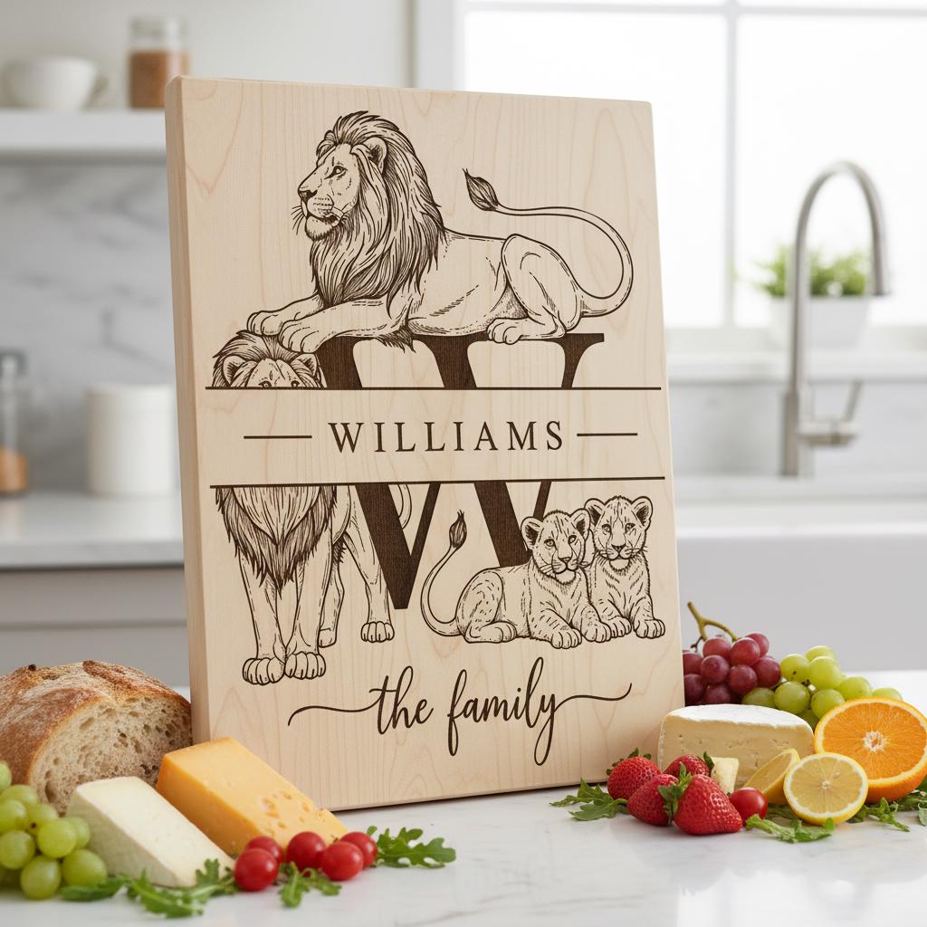 Monogramm Schwan Laser Gravur Designs, personalisierte Charcuterie-Board Rahmen, Familienname – Bild 9