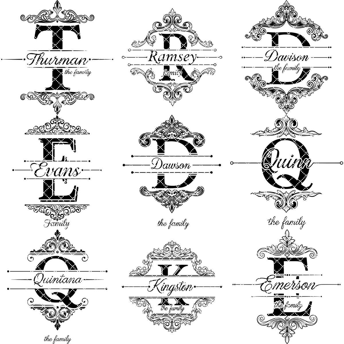 Motifs de monogrammes vintage avec gravure du nom de famille pour planches à découper et à charcuterie – Image 10