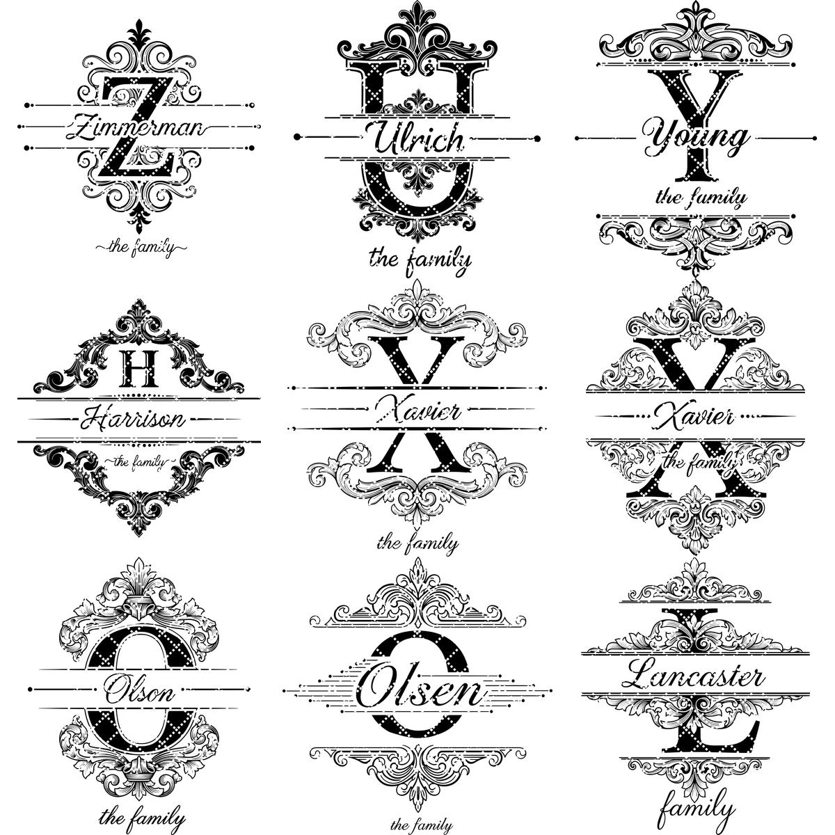 Motifs de monogrammes vintage avec gravure du nom de famille pour planches à découper et à charcuterie – Image 11