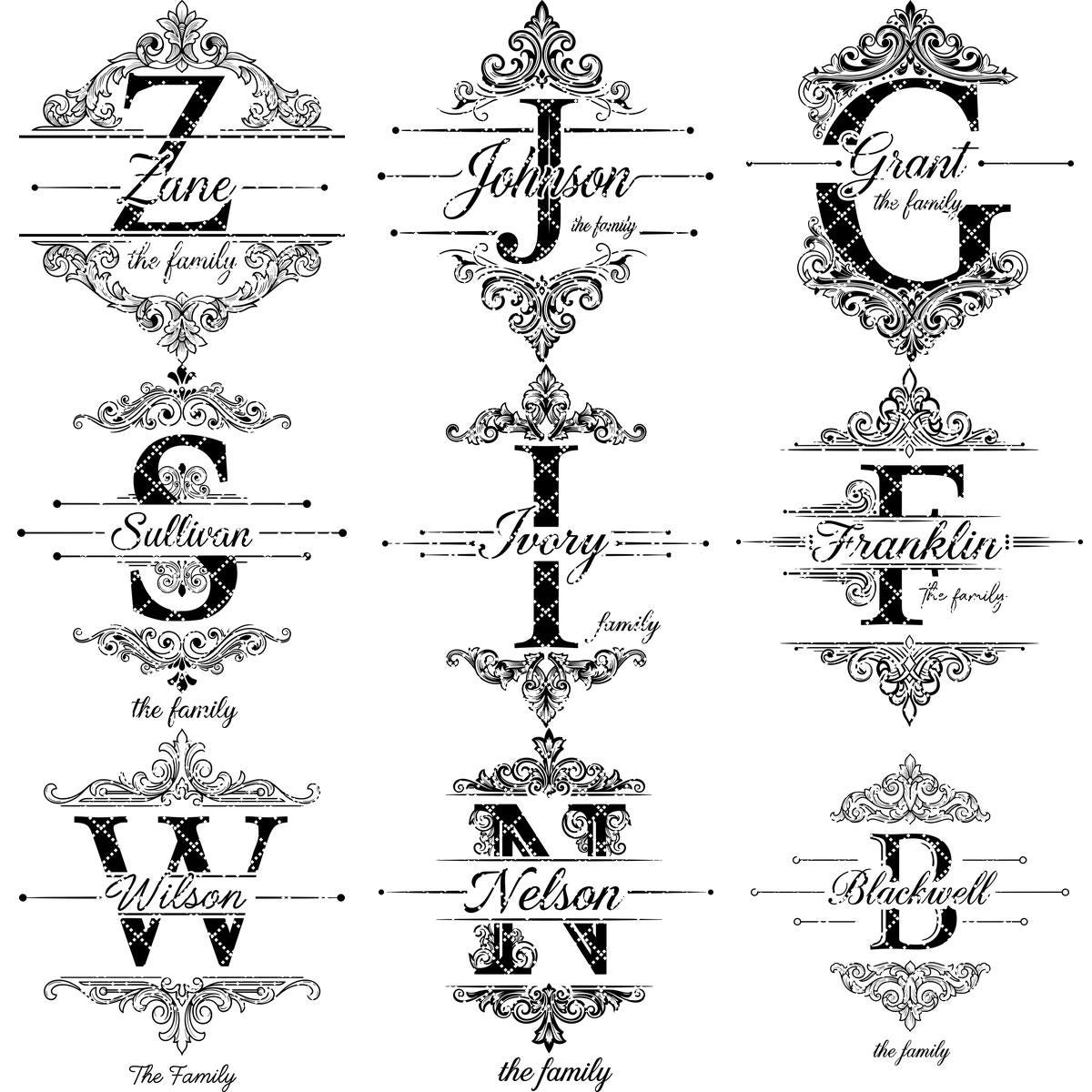 Motifs de monogrammes vintage avec gravure du nom de famille pour planches à découper et à charcuterie – Image 13