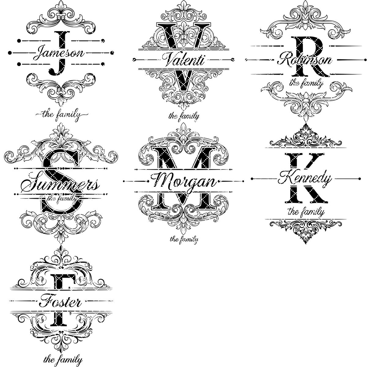 Motifs de monogrammes vintage avec gravure du nom de famille pour planches à découper et à charcuterie – Image 15