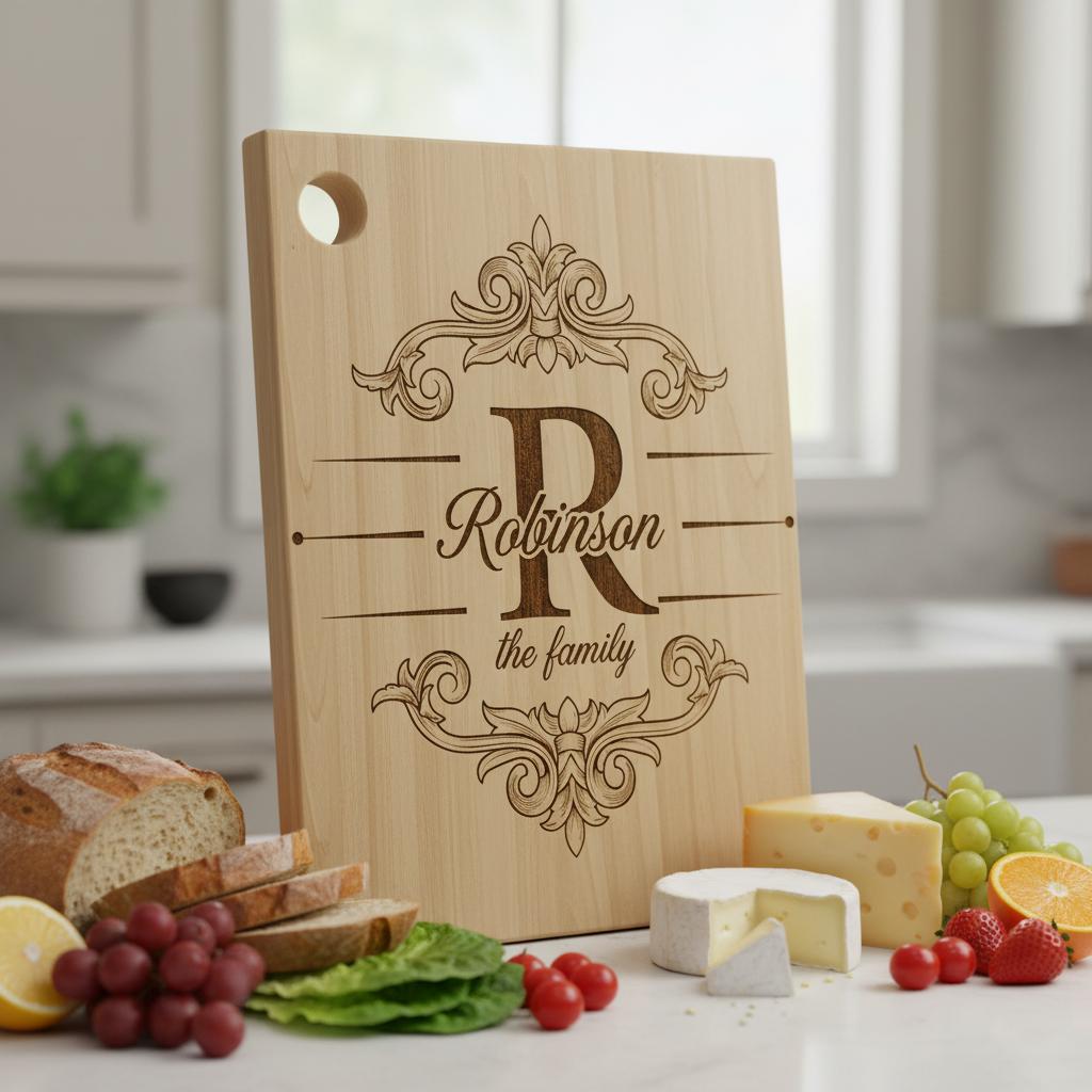 Motifs de monogrammes vintage avec gravure du nom de famille pour planches à découper et à charcuterie – Image 7