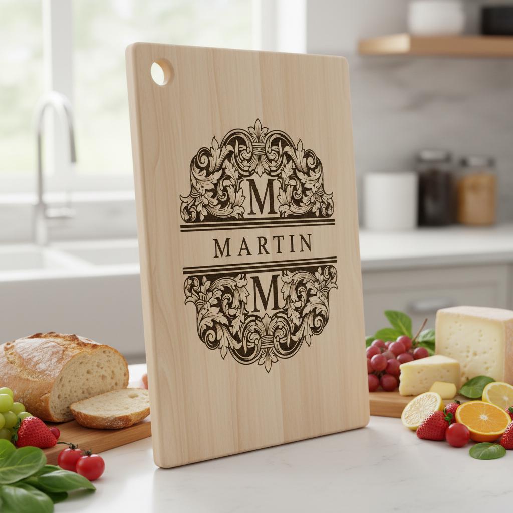 Fichier de gravure laser alphabet orné, motif monogramme pour planche à charcuterie, nom de famille. – Image 6