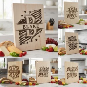 Patriotic Alphabet Laser Engraving Files, American Flag Charcuterie Board Designs