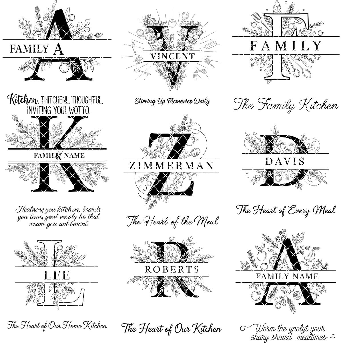 Personalisiertes Monogramm Brettchen Bundle, 52 Gravurdateien, Botanische Familiennamen Designs – Bild 14