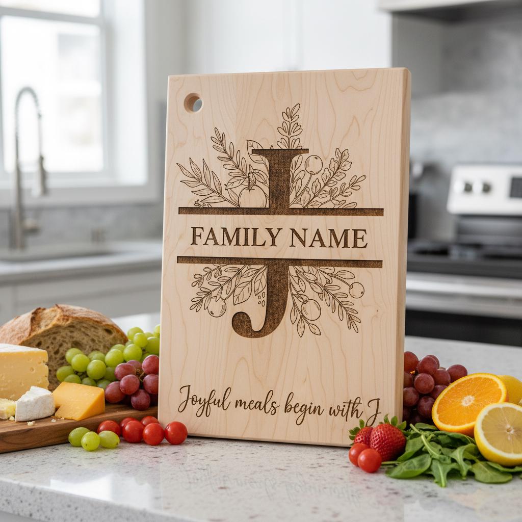 Personalisiertes Monogramm Brettchen Bundle, 52 Gravurdateien, Botanische Familiennamen Designs – Bild 5