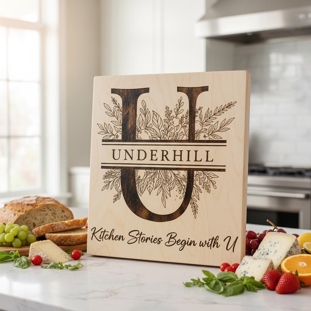 Personalisiertes Monogramm Brettchen Bundle, 52 Gravurdateien, Botanische Familiennamen Designs – Bild 9