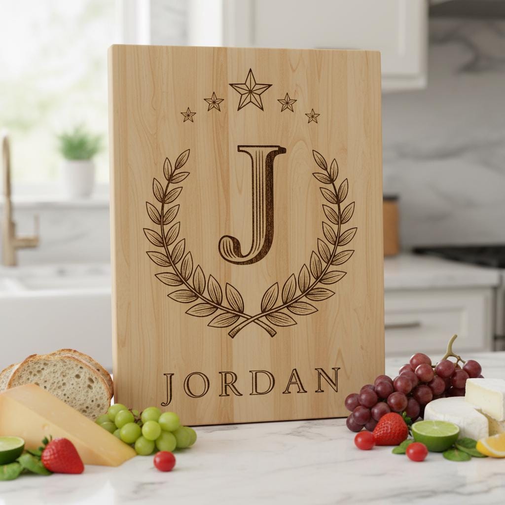 Personalisiertes Monogramm-Bundle für Lasergravur, Wurstplatten, Hochzeitsdeko – Bild 5