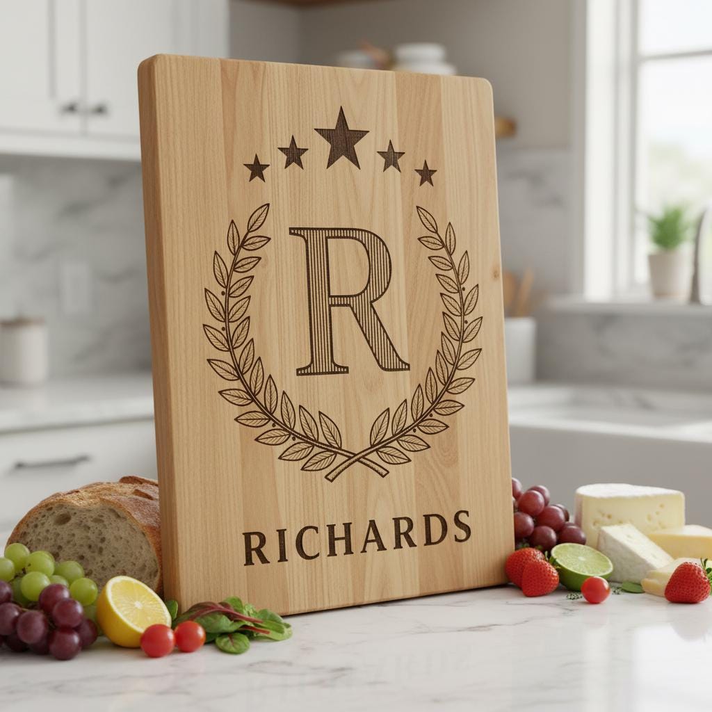 Personalisiertes Monogramm-Bundle für Lasergravur, Wurstplatten, Hochzeitsdeko – Bild 7