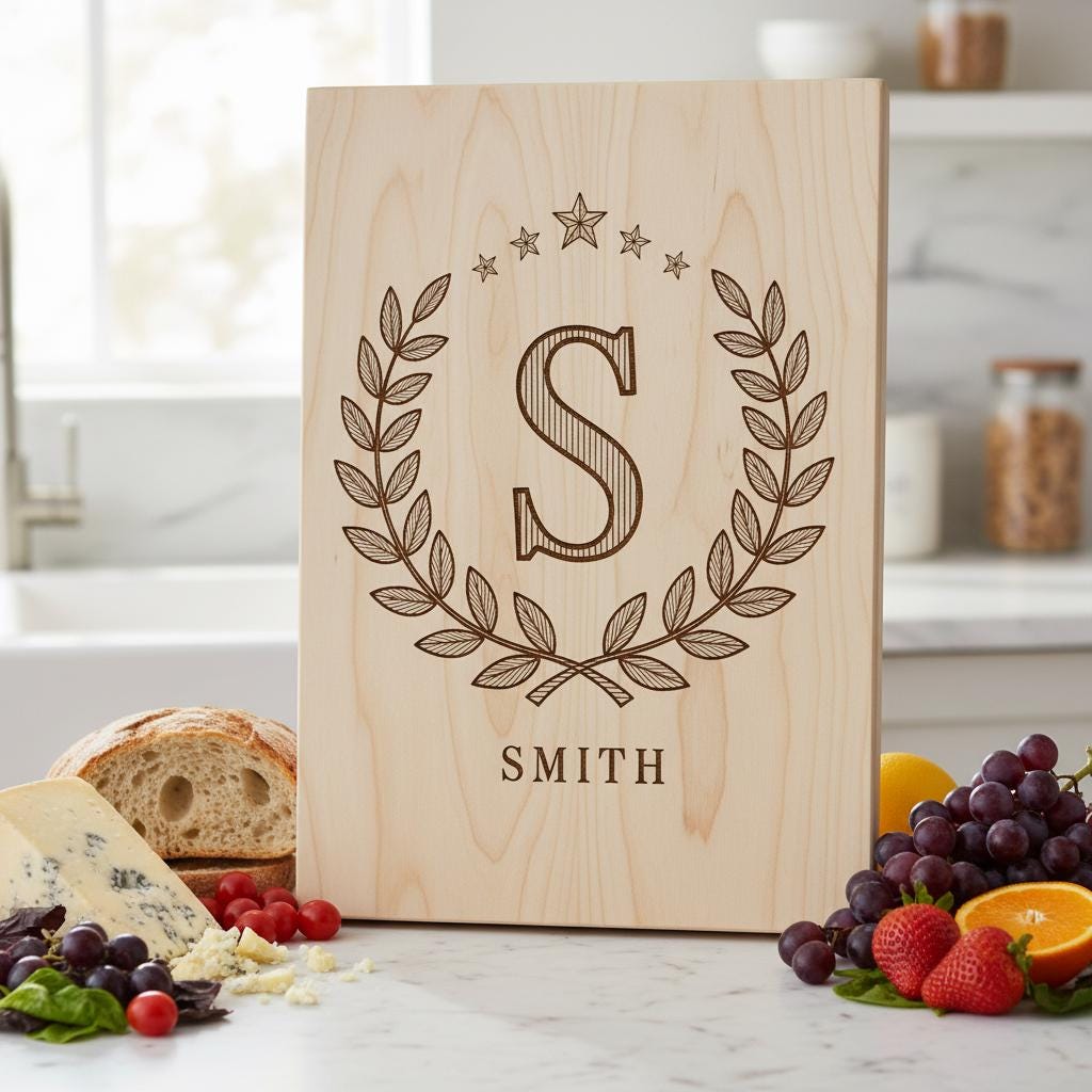 Personalisiertes Monogramm-Bundle für Lasergravur, Wurstplatten, Hochzeitsdeko – Bild 8