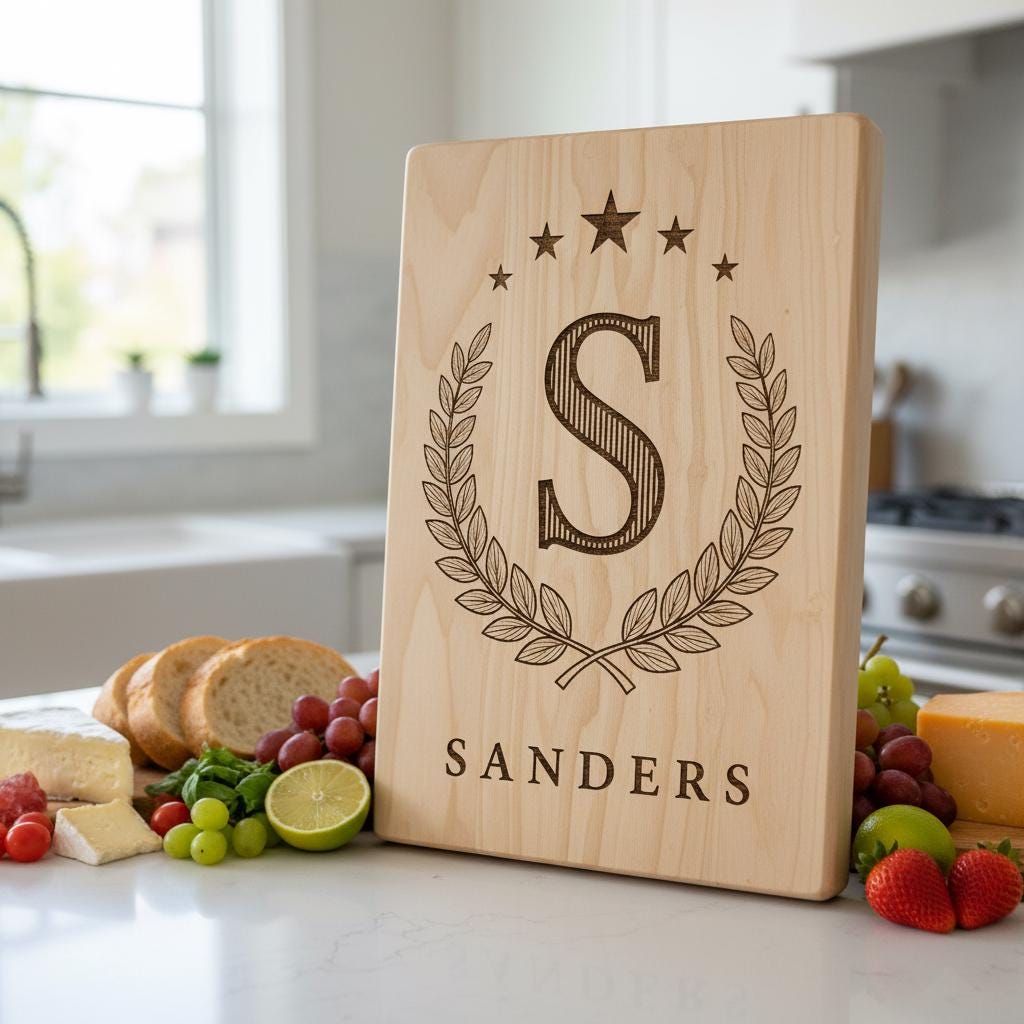 Personalisiertes Monogramm-Bundle für Lasergravur, Wurstplatten, Hochzeitsdeko – Bild 9