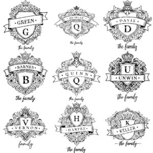 Personalized Monogram Family Crest Bundle, Vintage Shield and Alphabet Designs
